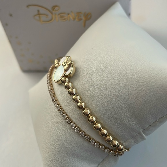 Disney Minnie Mouse Rhinestone & Charm Fine Silver Bracelet BNIB - Picture 6 of 11
